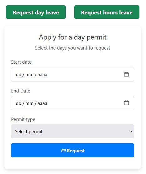Request day permit Etempus