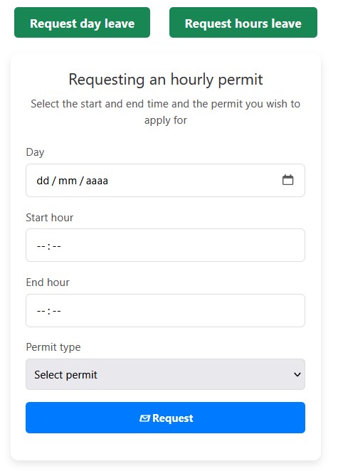 Request hours permit Etempus