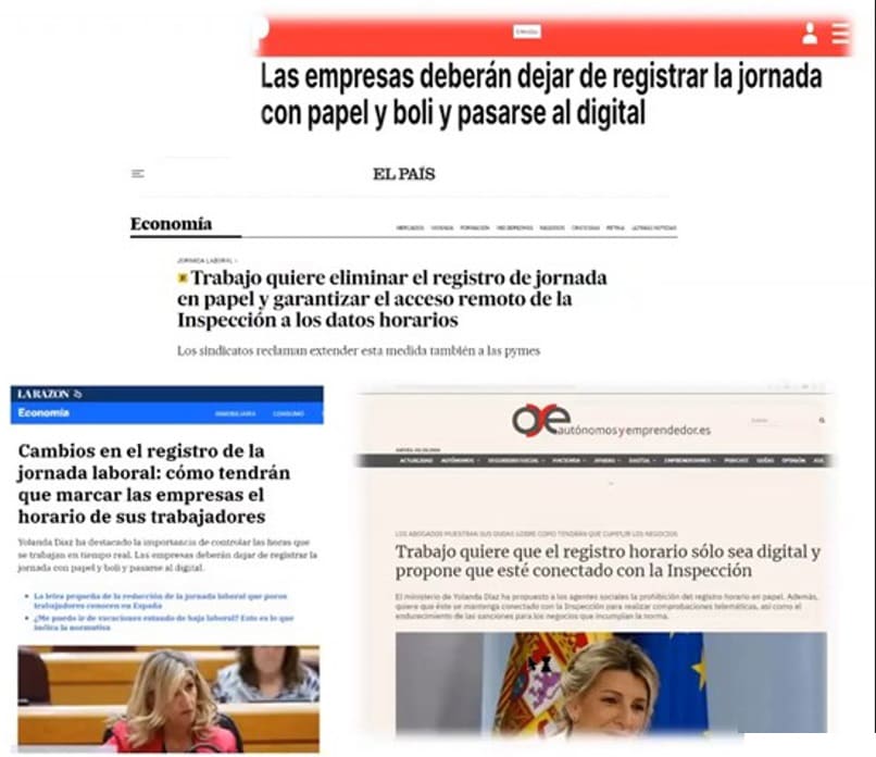 retalls de diari de la nova llei de control horari